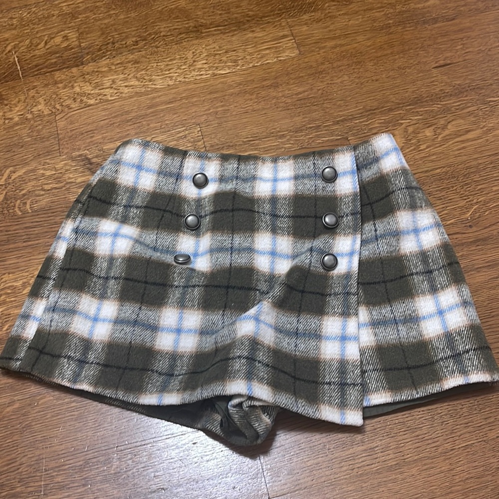 green plaid skort
